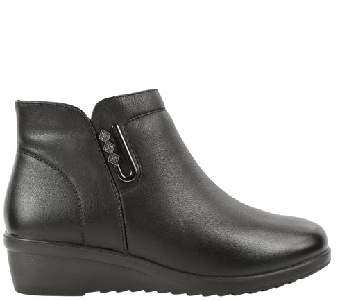 Ghete casual, dama, FORMAZIONE, 500-01 negru, piele naturala, platforma